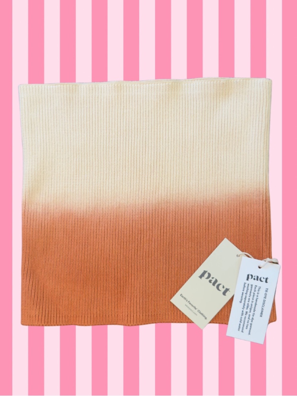 100% Organic Cotton Ribbed Knit Top in Cream and Burnt Orange